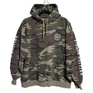 Brixton Camo Hoodie Sweatshirt L Mens Pullover Fleece-Lined Outdoor Skate